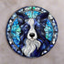 Border Collie Long Haired Circular Glass Suncatcher Worktop Saver